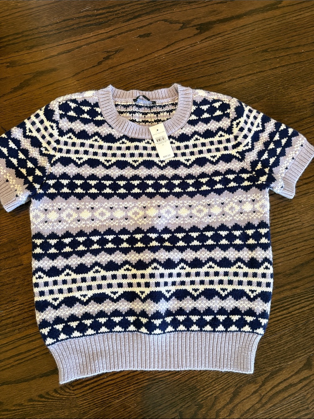 Ann Taylor Lavender & Purple Fair Isle Sweater